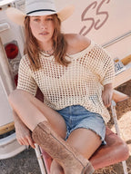 Sexy Hollow Short-Sleeve Sweater