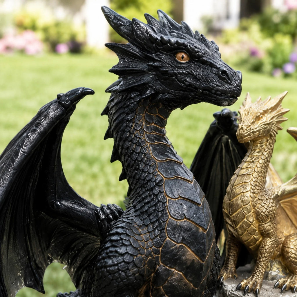 Amethyst Crystal Dragon Solar Garden Light, LED Dragon Statue Outdoor Yard Patio Decor