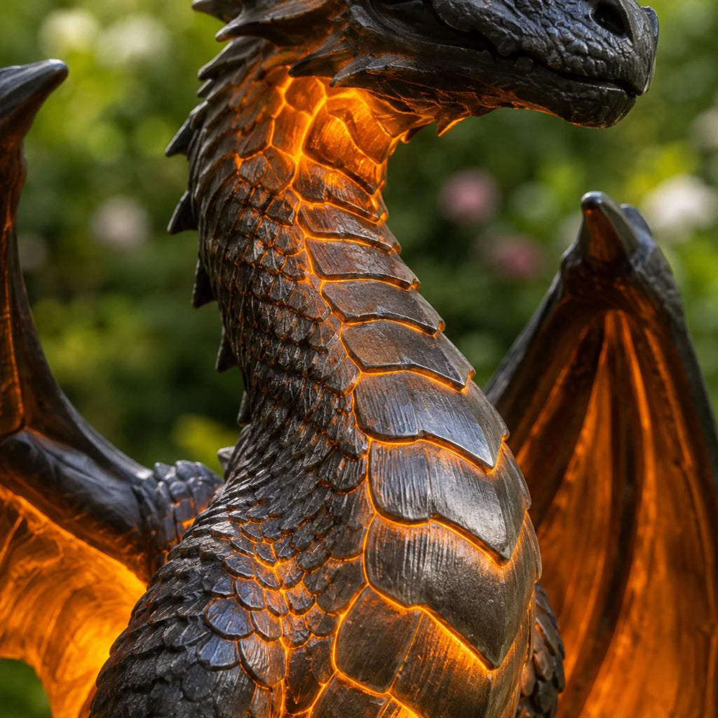 Amethyst Crystal Dragon Solar Garden Light, LED Dragon Statue Outdoor Yard Patio Decor