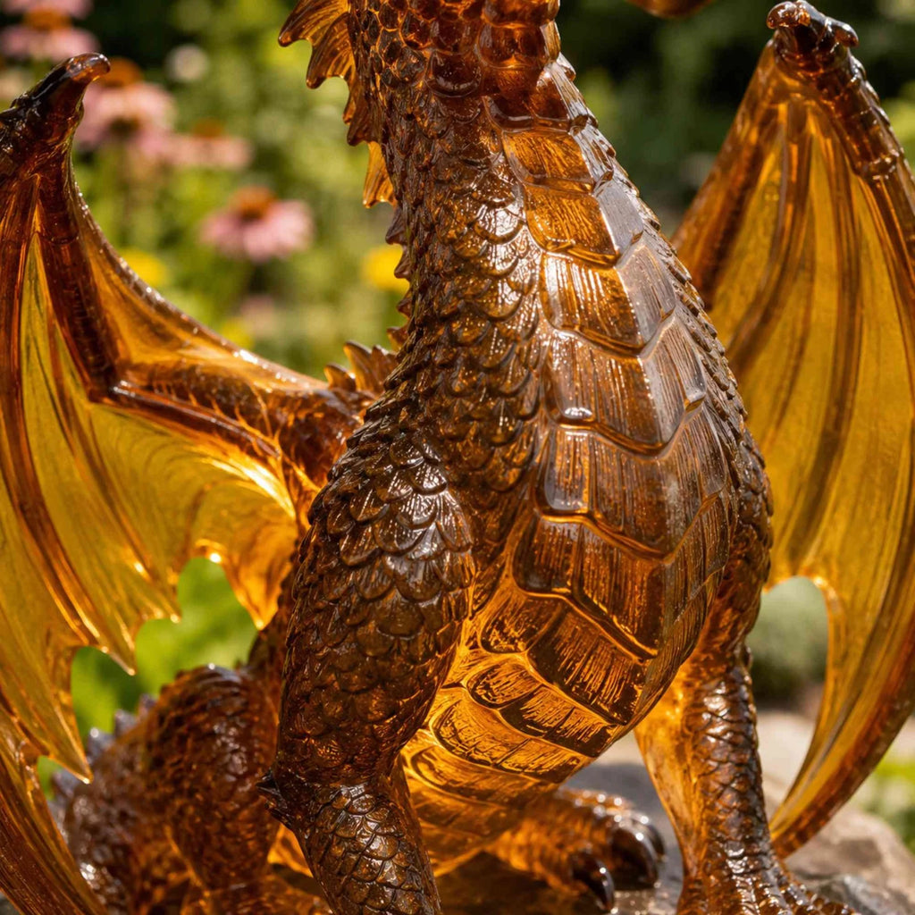 Amethyst Crystal Dragon Solar Garden Light, LED Dragon Statue Outdoor Yard Patio Decor