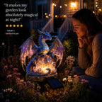 Amethyst Crystal Dragon Solar Garden Light, LED Dragon Statue Outdoor Yard Patio Decor