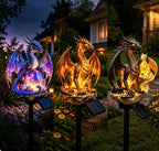 Amethyst Crystal Dragon Solar Garden Light, LED Dragon Statue Outdoor Yard Patio Decor