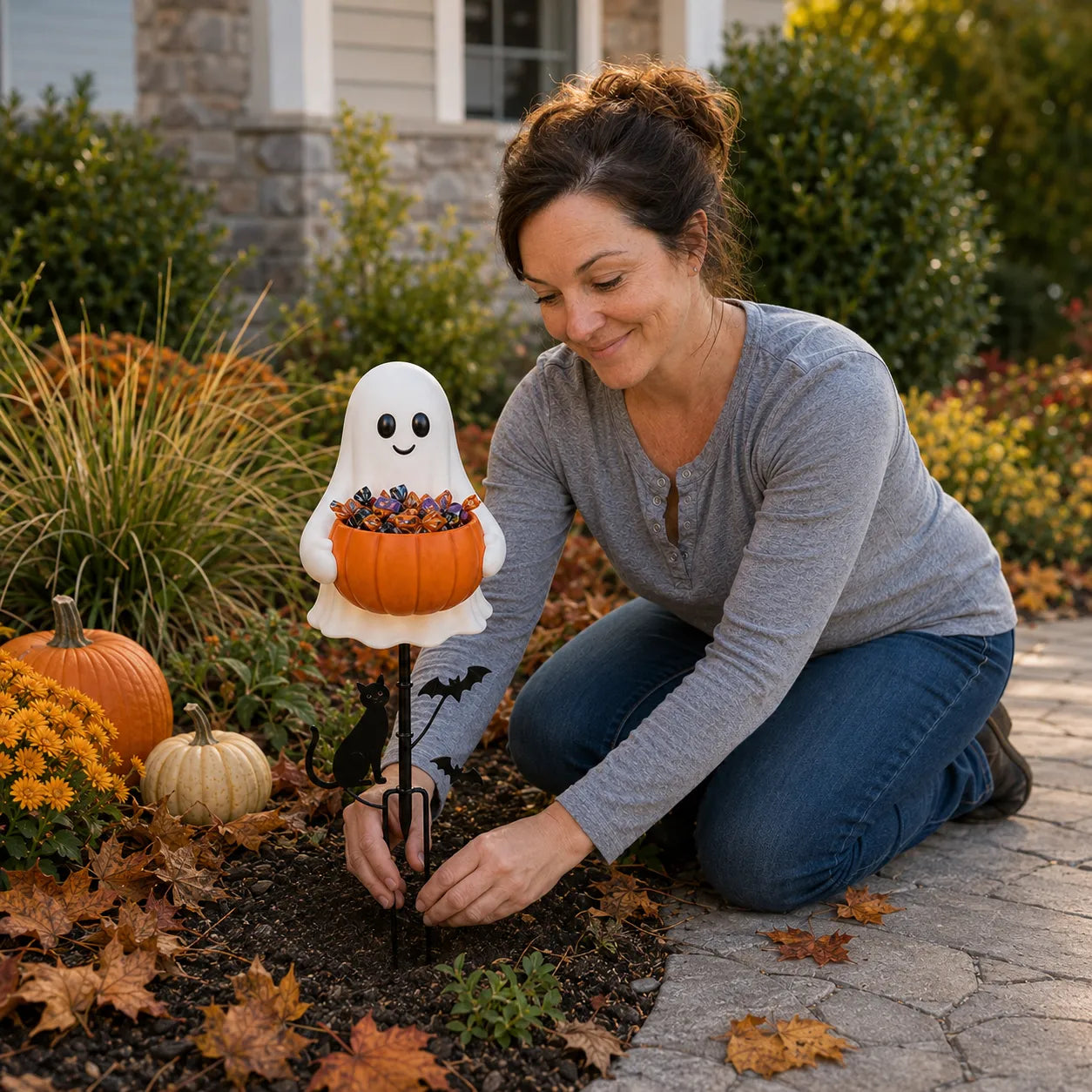 👻 Halloween Ghost Candy Holder Garden Stake