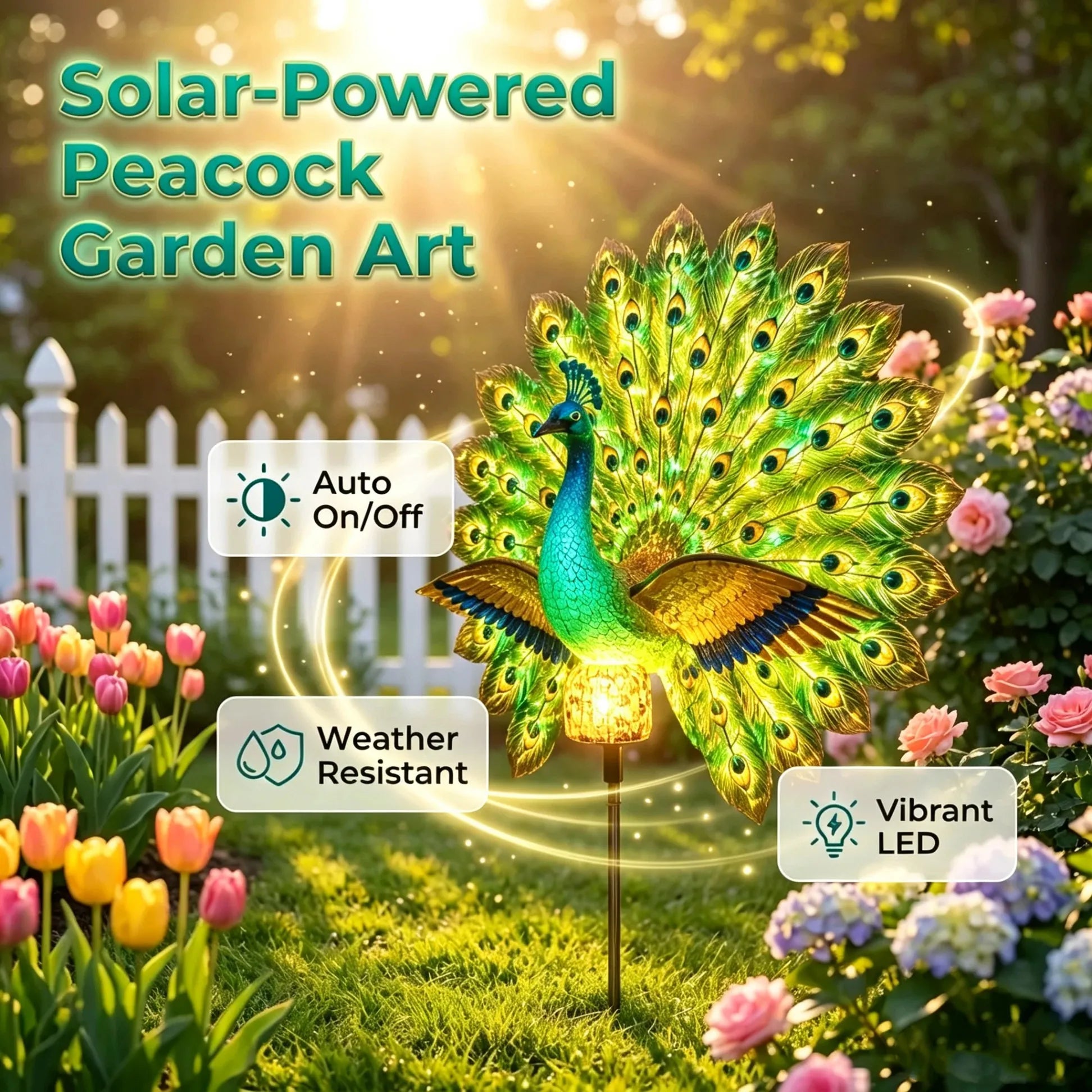 🔥 Last Day 50% OFF 🦚 Animated Solar Peacock Garden Sculpture