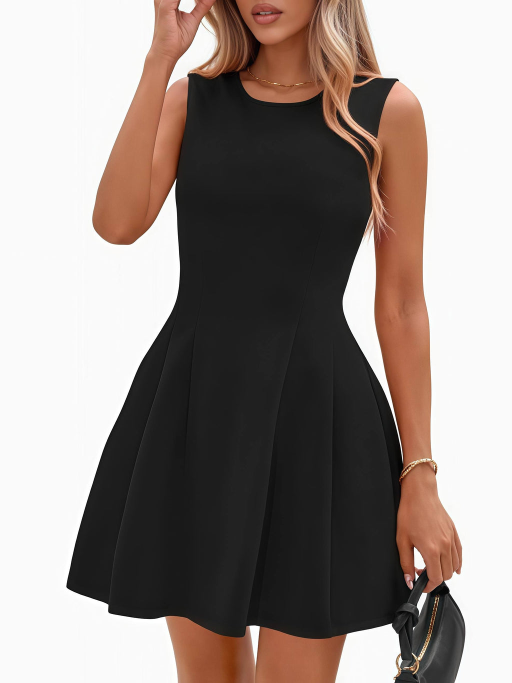 MONCEAU Womens Summer Sleeveless Mini Dress 2026 Elegant Classy Boat Neck A Line Cocktail Party Short Dresses