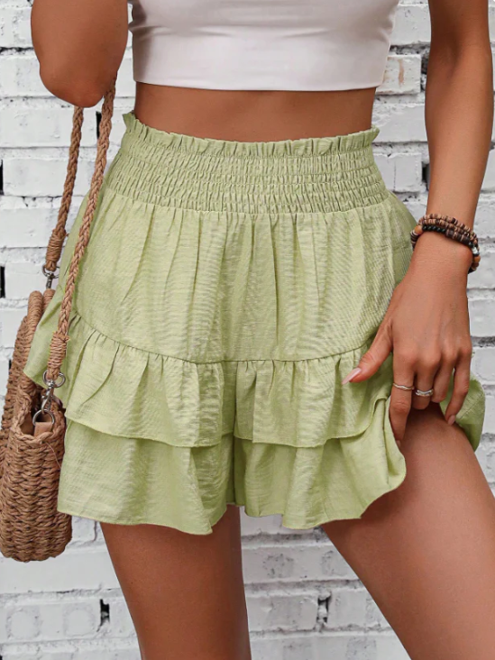 🛍️Women's Boho RuffleHigh-Waisted Shorts