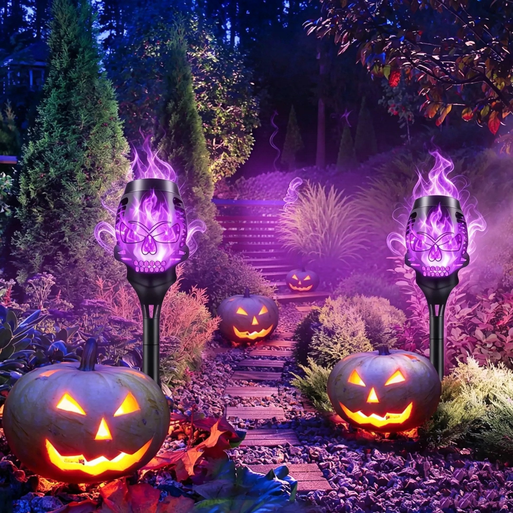 🔥Halloween Early Bird Special Sale 55% OFF🔥Halloween Solar Skull Flame Lights💀