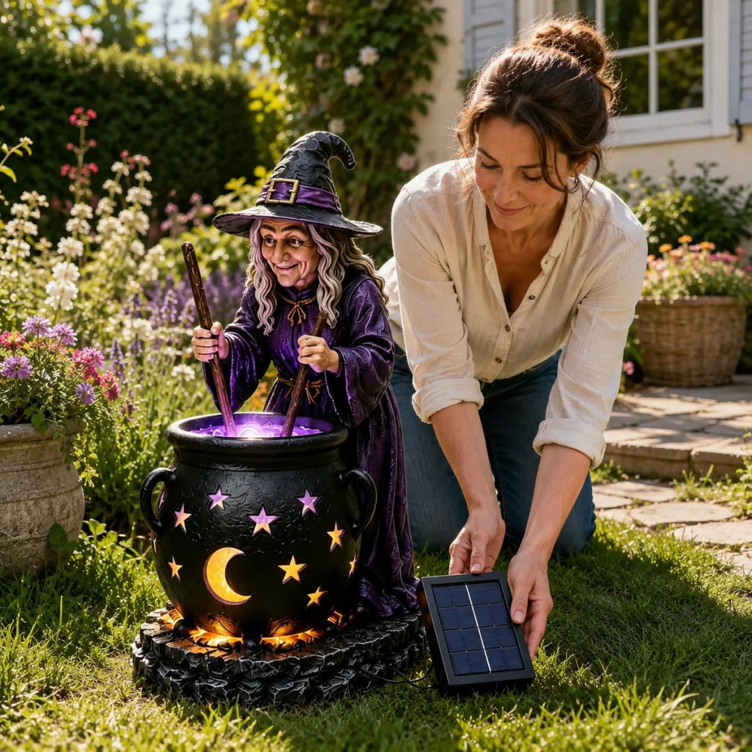 🪄Halloween Witch Glowing Cauldron Solar Light