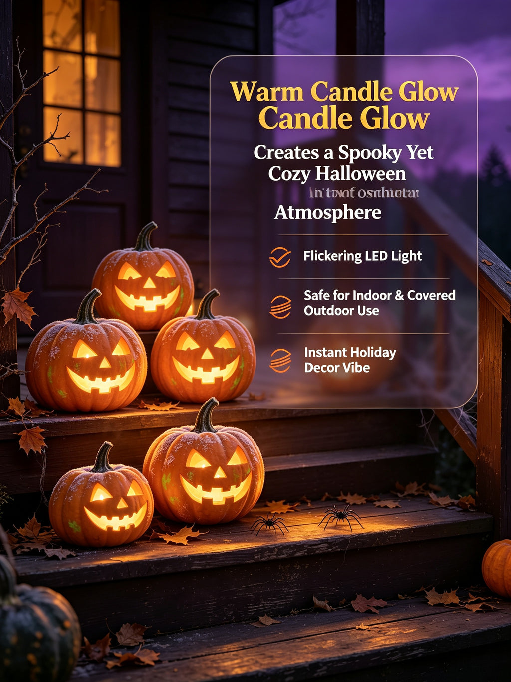 🎃5 Spooky Pumpkin Lights Halloween Decor Set