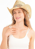 Cowboy Hats for Women/Mens/Straw Wide with Shapeable Brim Cowboy Hat for Womens