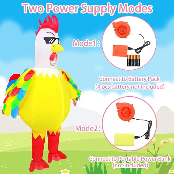 Inflatable Chicken Costume for Adult,Funny Blow up Inflatable costumes Halloween Costume Cosplay