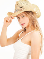 Cowboy Hats for Women/Mens/Straw Wide with Shapeable Brim Cowboy Hat for Womens