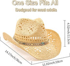 Cowboy Hats for Women/Mens/Straw Wide with Shapeable Brim Cowboy Hat for Womens