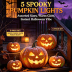 🎃5 Spooky Pumpkin Lights Halloween Decor Set
