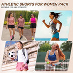 🛍️5 Pack Womens Athletic Shorts with Zipper Pockets