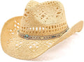 Cowboy Hats for Women/Mens/Straw Wide with Shapeable Brim Cowboy Hat for Womens