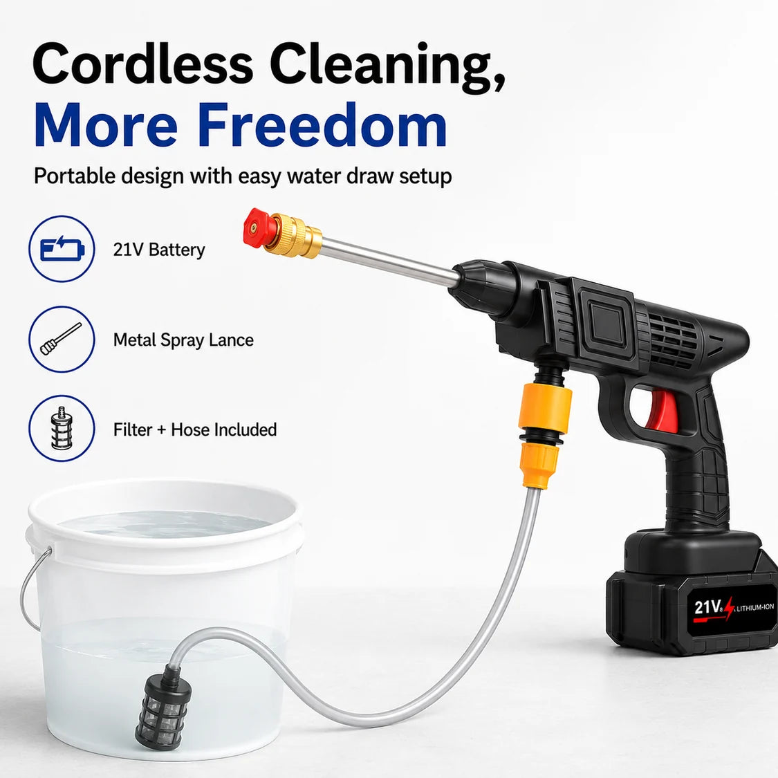 Cordless Pressure Washer Kit – Portable Cleaning for Cars, Patios & More