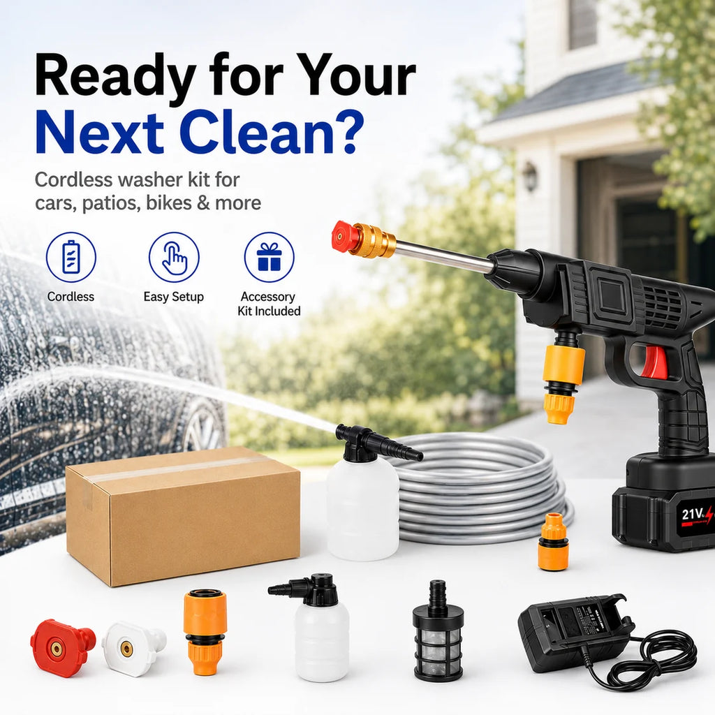 Cordless Pressure Washer Kit – Portable Cleaning for Cars, Patios & More