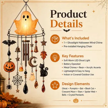 👻 Haunted Glow Ghost Wind Chime