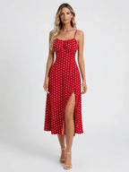 Summer Spaghetti Strap Slit Floral Dress