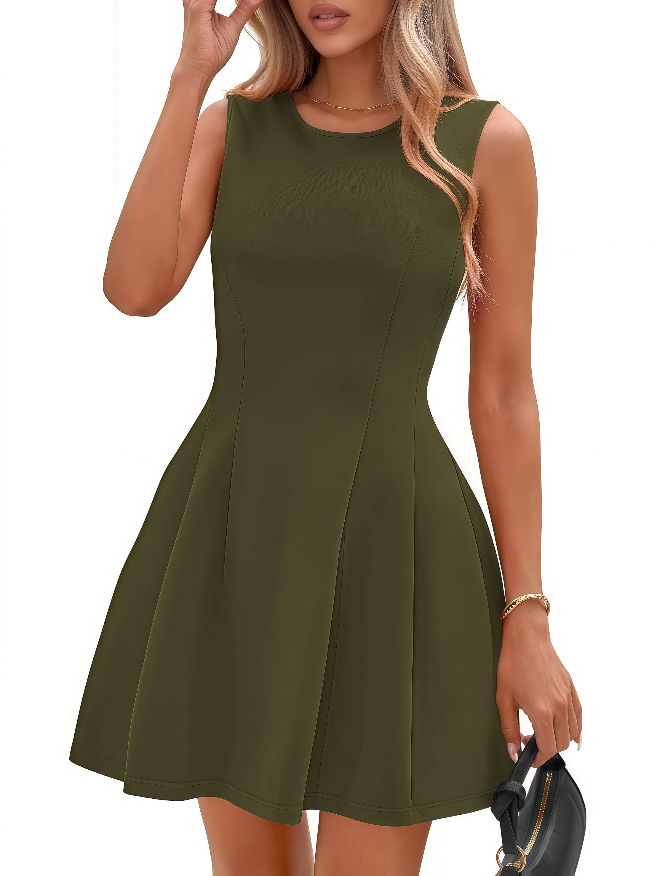 MONCEAU Womens Summer Sleeveless Mini Dress 2026 Elegant Classy Boat Neck A Line Cocktail Party Short Dresses