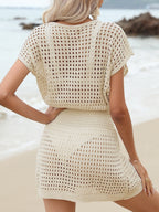 Women's Hollow Out V-Neck Cover-Up Beach Dress