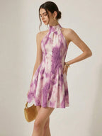 2026 Spring/Summer Fashion Sleeveless Dress, Elegant Halter Neck A-line Midi Skirt for Women