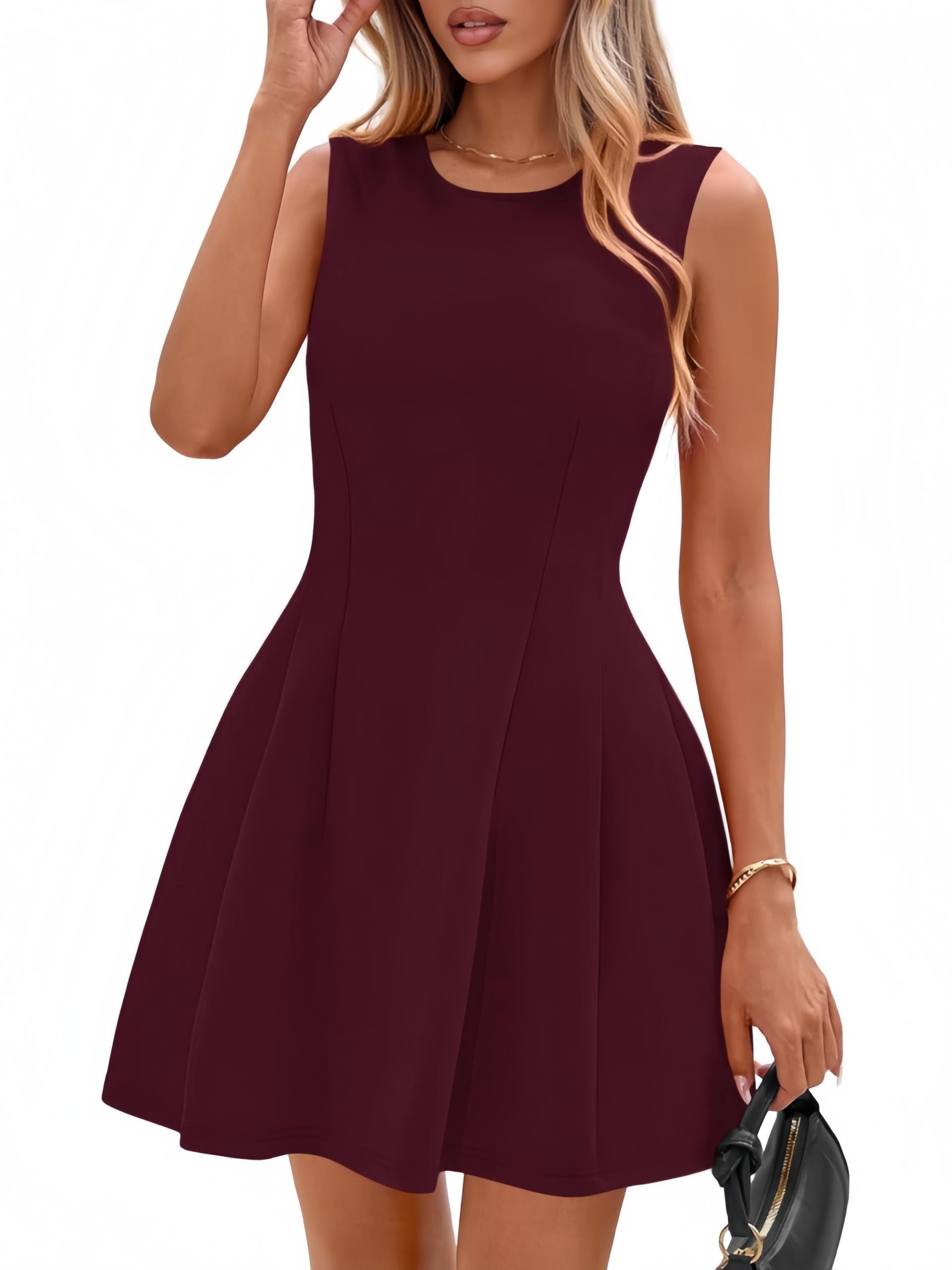 MONCEAU Womens Summer Sleeveless Mini Dress 2026 Elegant Classy Boat Neck A Line Cocktail Party Short Dresses