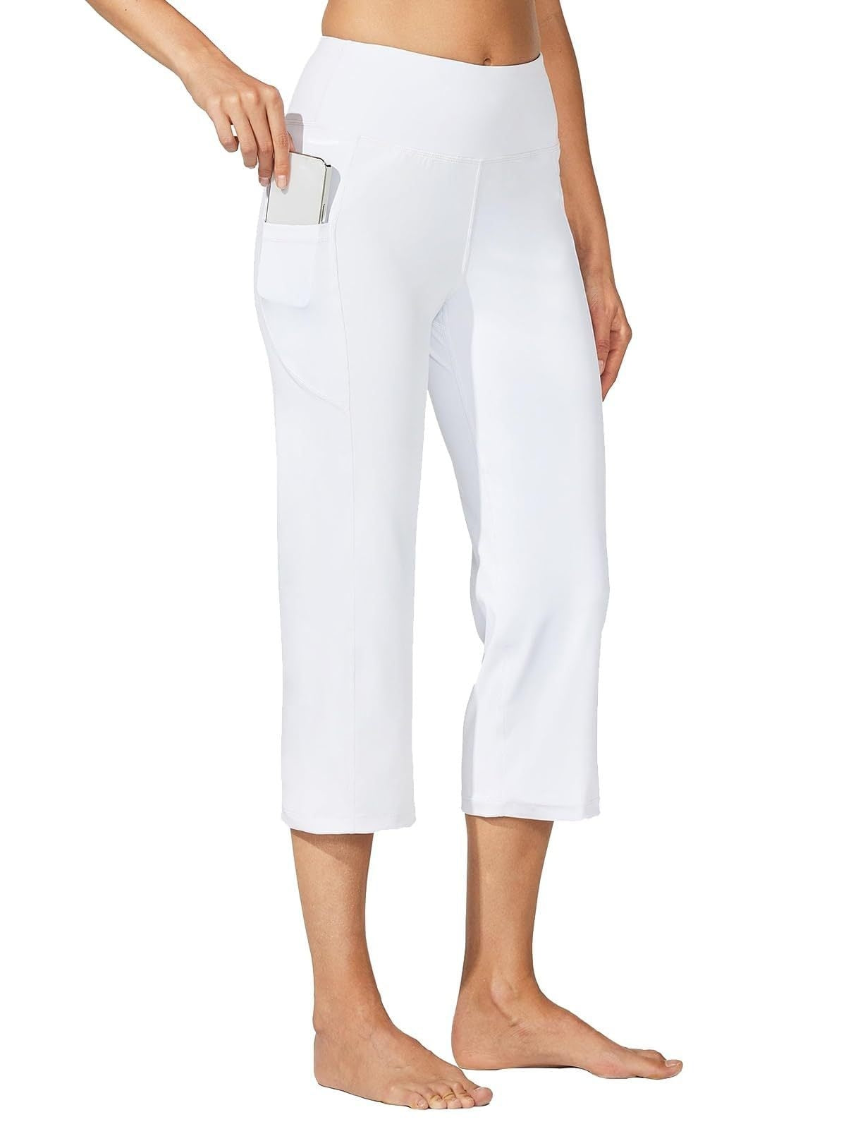 MONCEAU Women's 21" Capri Pants with Pockets, High Waist – Tummy Control Yoga Leggings for Summer Workout