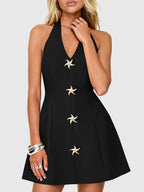 Summer Cocktail Dresses for Women Short 2026 Spring Halter V Neck Beach Party Backless A Line Mini Dress