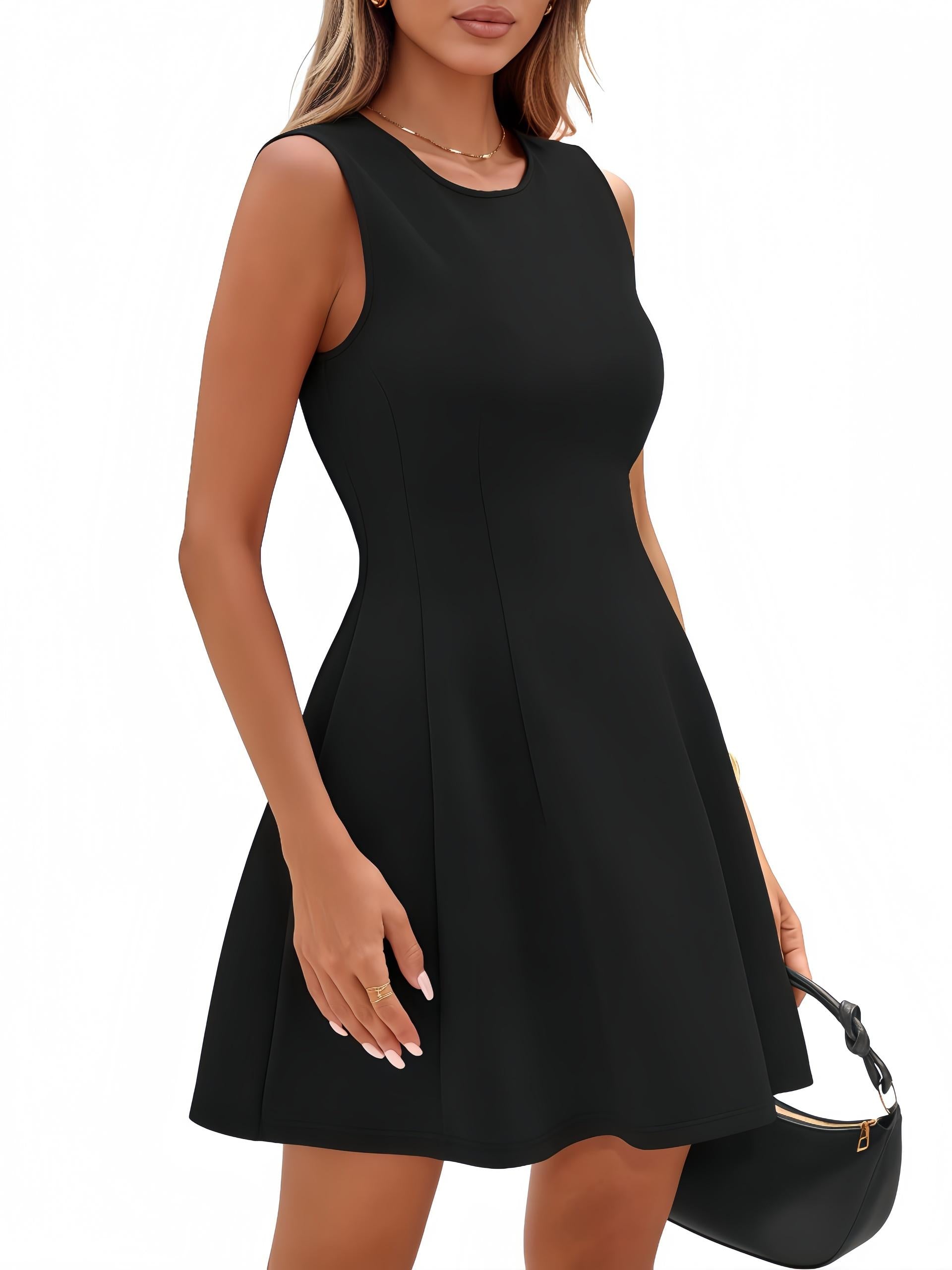 MONCEAU Womens Summer Sleeveless Mini Dress 2026 Elegant Classy Boat Neck A Line Cocktail Party Short Dresses