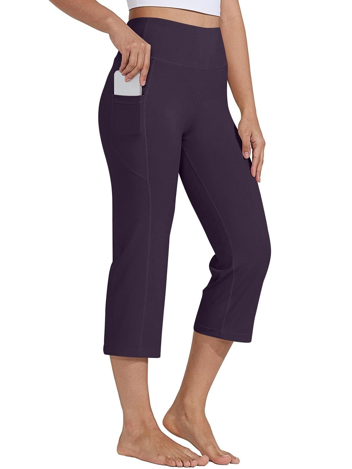 MONCEAU Women's 21" Capri Pants with Pockets, High Waist – Tummy Control Yoga Leggings for Summer Workout