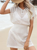 Women's Hollow Out V-Neck Cover-Up Beach Dress