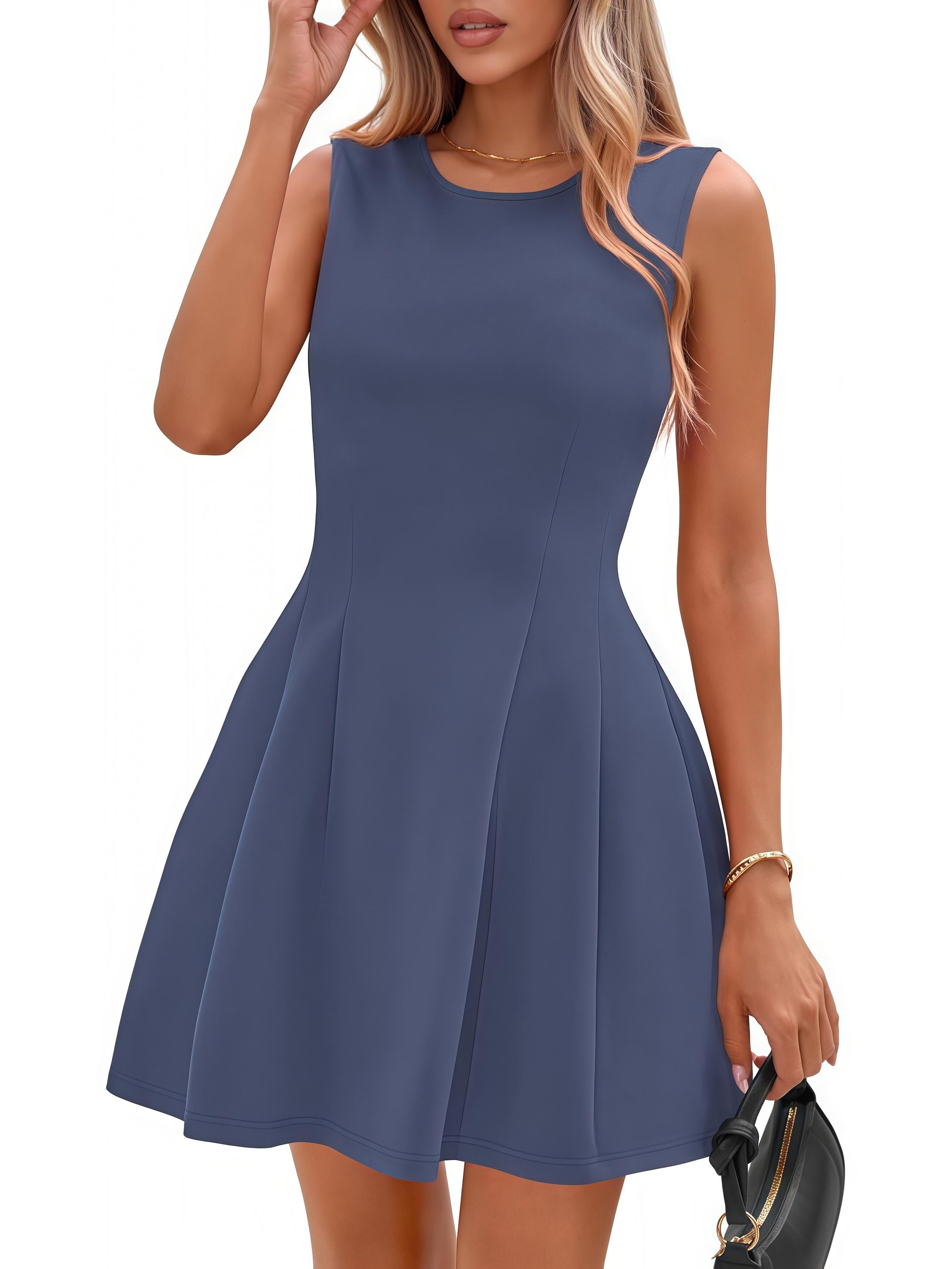 MONCEAU Womens Summer Sleeveless Mini Dress 2026 Elegant Classy Boat Neck A Line Cocktail Party Short Dresses