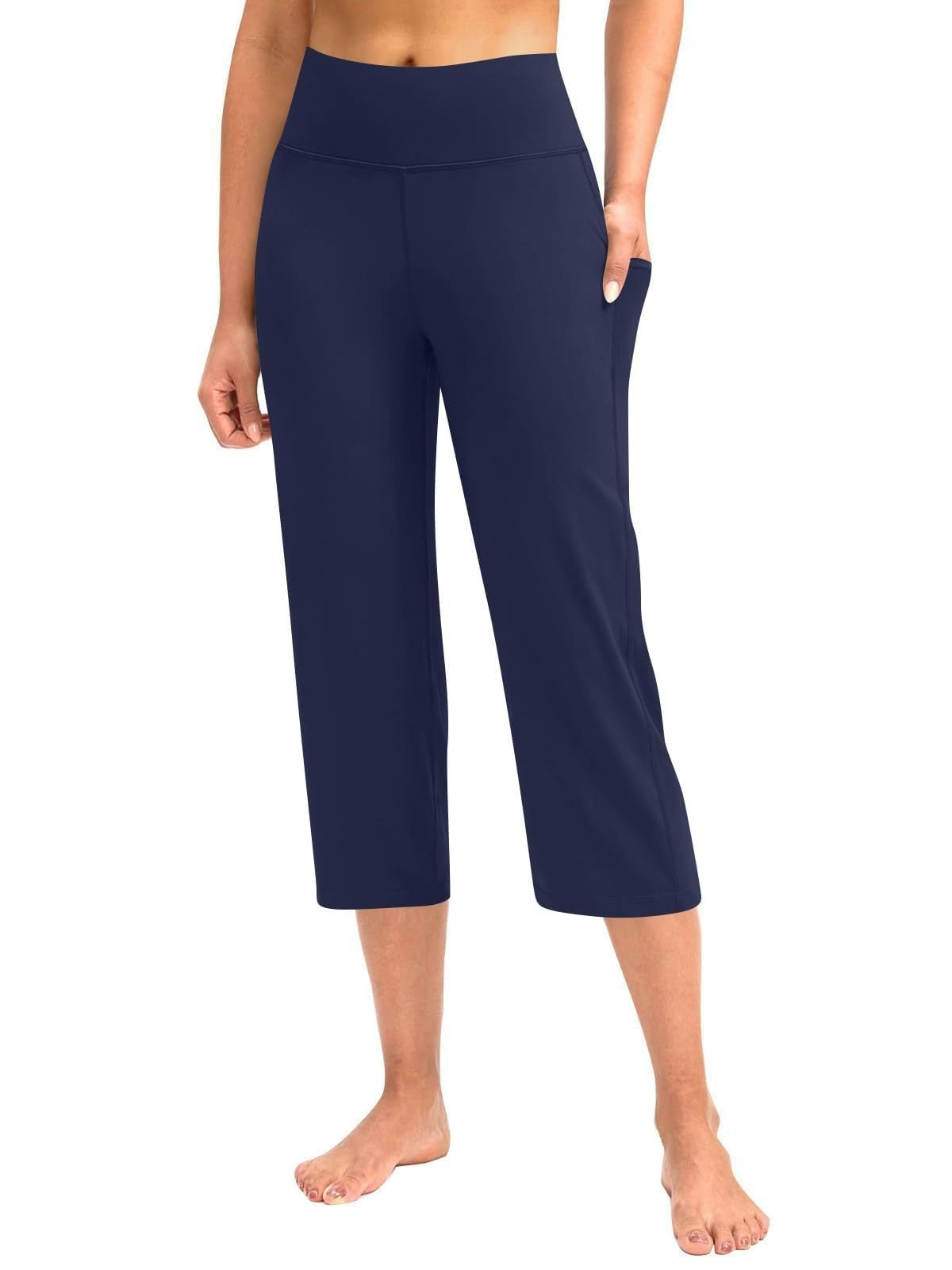 MONCEAU Women's 21" Capri Pants with Pockets, High Waist – Tummy Control Yoga Leggings for Summer Workout
