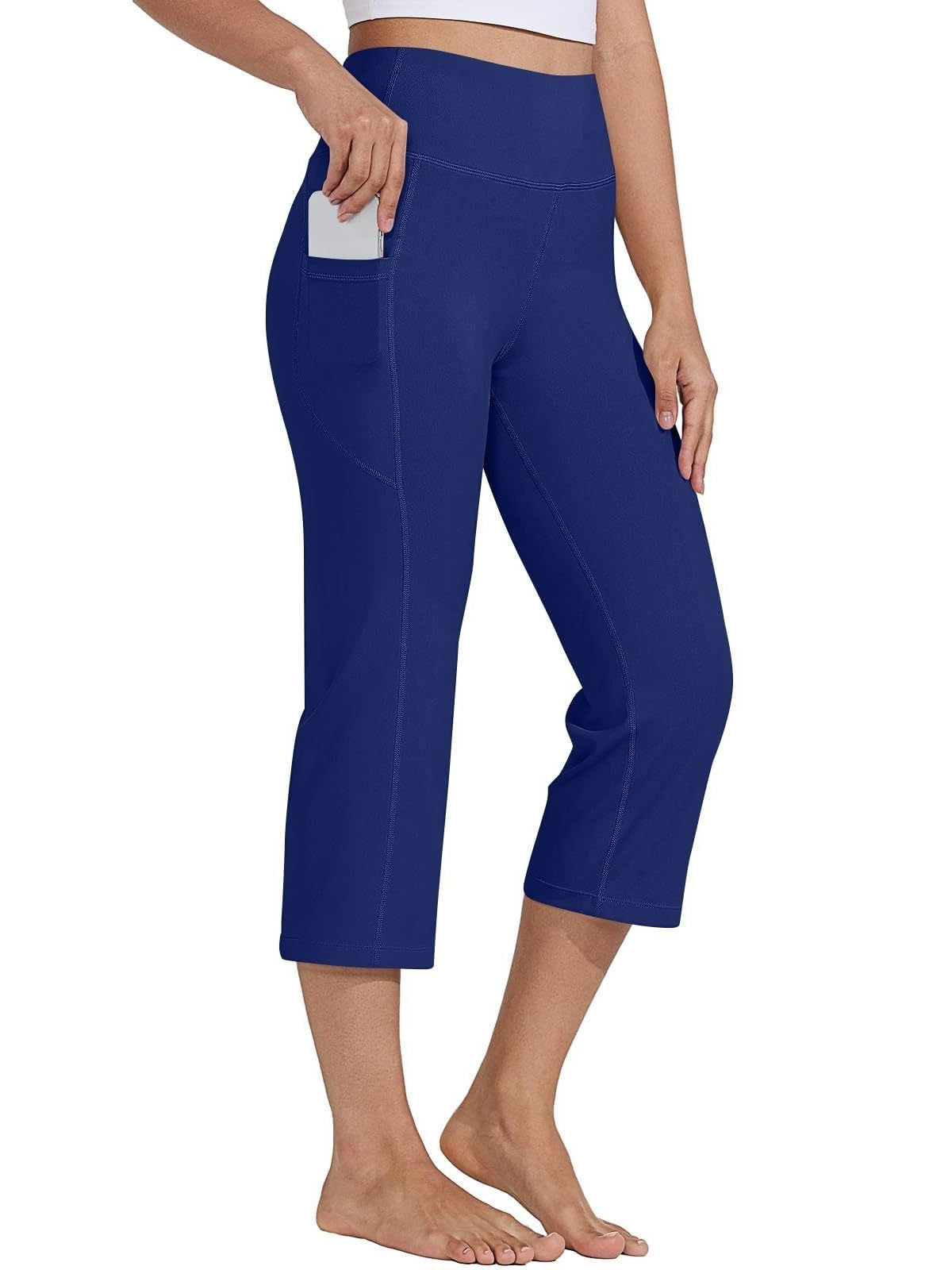 MONCEAU Women's 21" Capri Pants with Pockets, High Waist – Tummy Control Yoga Leggings for Summer Workout