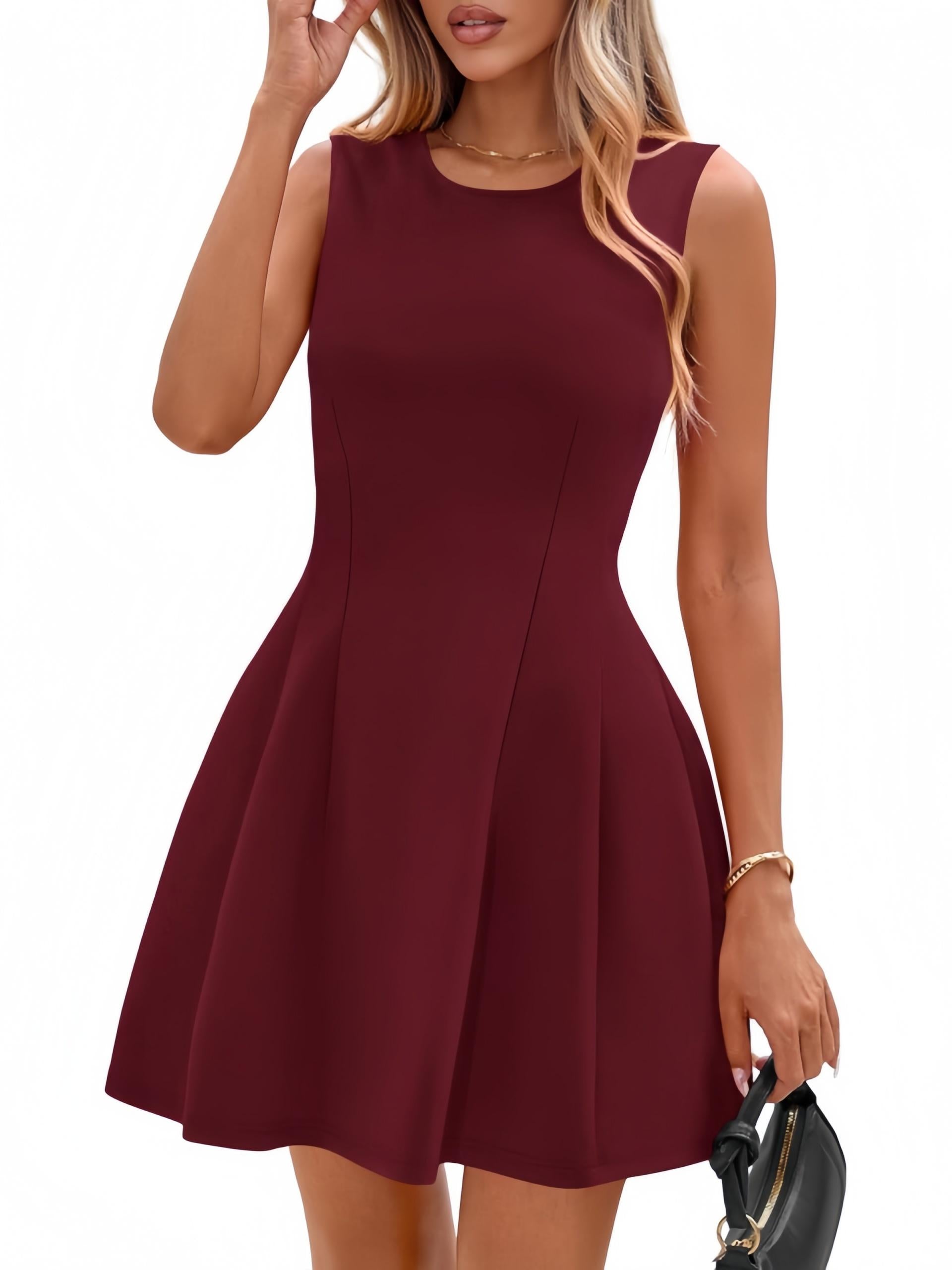 MONCEAU Womens Summer Sleeveless Mini Dress 2026 Elegant Classy Boat Neck A Line Cocktail Party Short Dresses