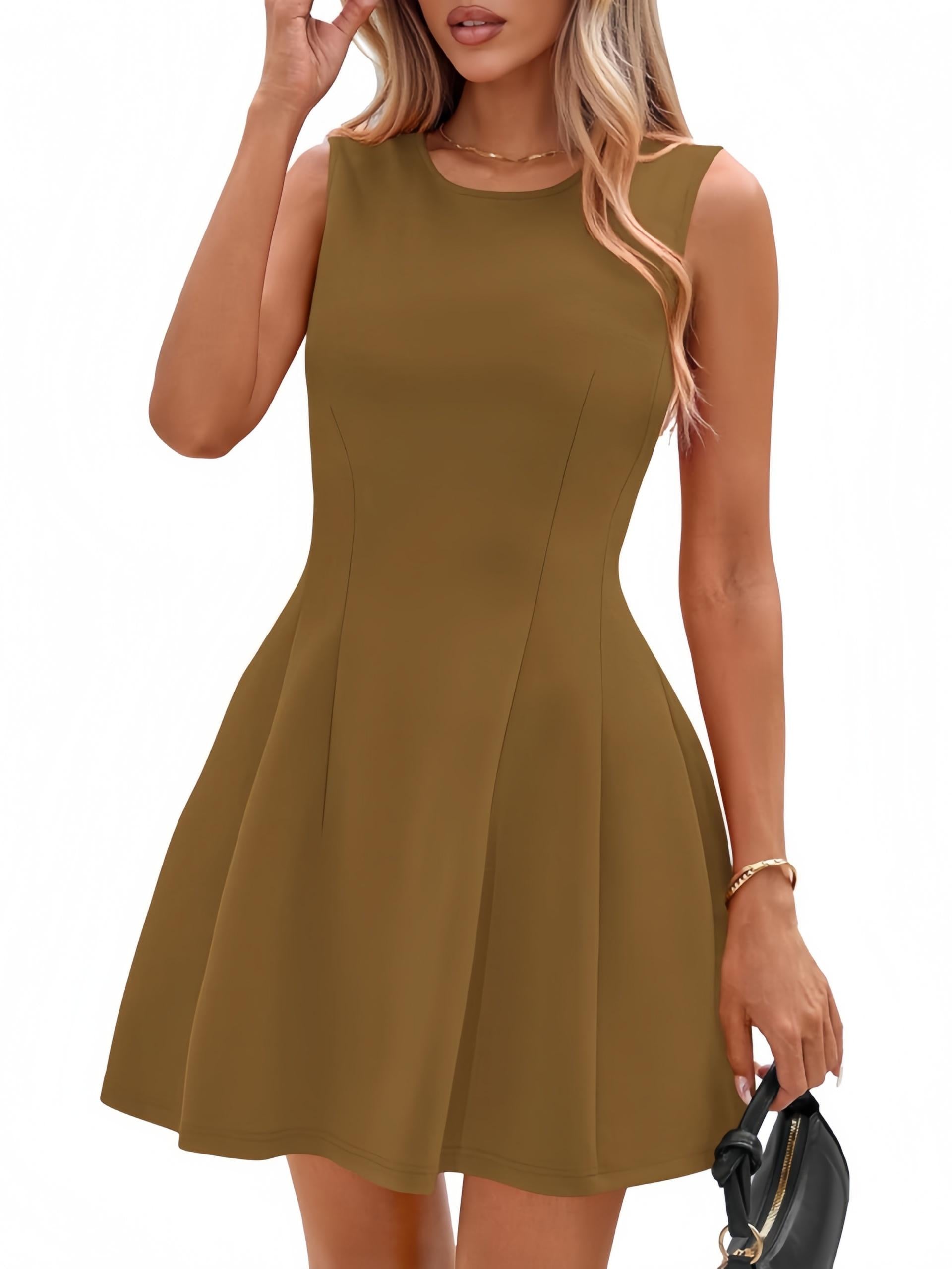 MONCEAU Womens Summer Sleeveless Mini Dress 2026 Elegant Classy Boat Neck A Line Cocktail Party Short Dresses