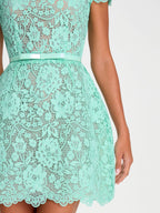 Lace Round Neck Short Dress