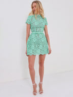 Lace Round Neck Short Dress