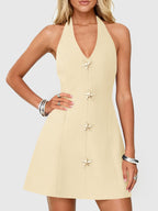 Summer Cocktail Dresses for Women Short 2026 Spring Halter V Neck Beach Party Backless A Line Mini Dress