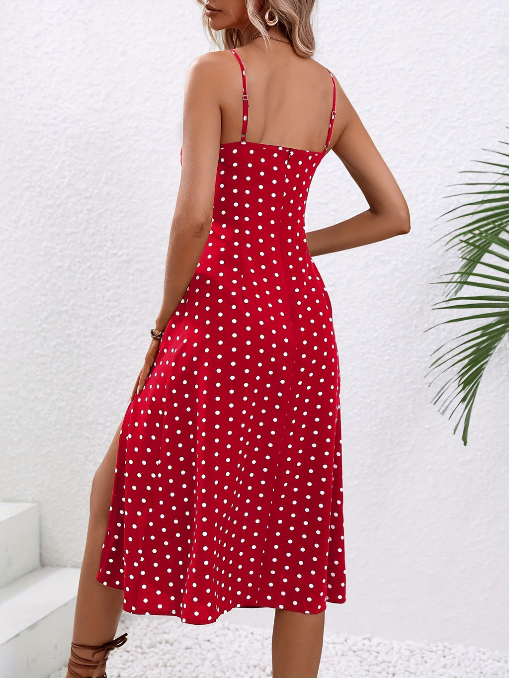 Summer Spaghetti Strap Slit Floral Dress