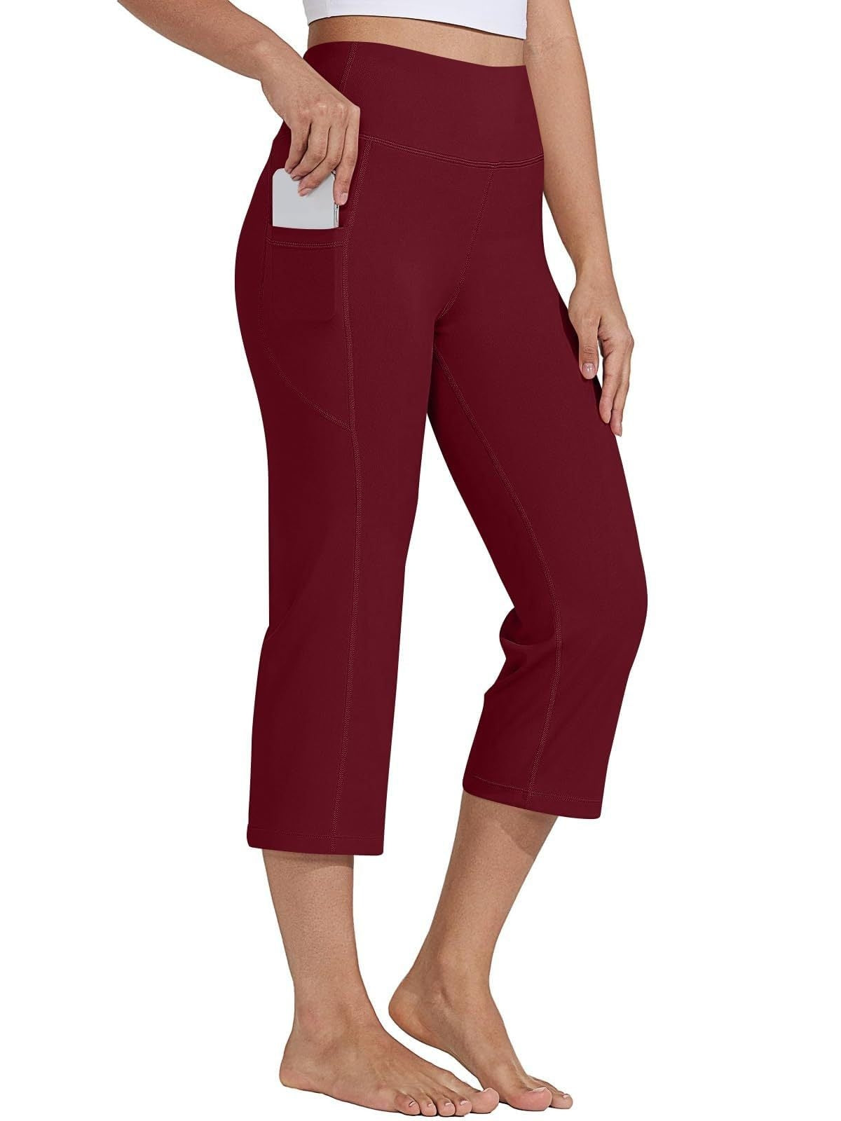 MONCEAU Women's 21" Capri Pants with Pockets, High Waist – Tummy Control Yoga Leggings for Summer Workout