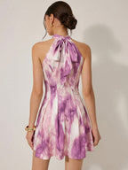 2026 Spring/Summer Fashion Sleeveless Dress, Elegant Halter Neck A-line Midi Skirt for Women