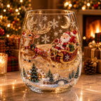 Magical Christmas 3D Glass Cup Collection – Santa, Reindeer, Snowman & Christmas Tree