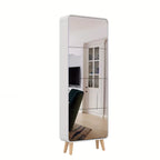 4-Drawer Mirrored Shoe Cabinet, Space-Saving Narrow Organizer with Flip Lids & Wood Legs, Hidden Storage for Up to 16 Pairs Of Shoes