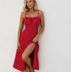 Summer Spaghetti Strap Slit Floral Dress