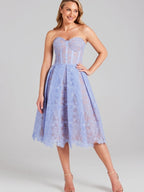 WOMEN'S STRAPLESS LACE MIDI DRESS