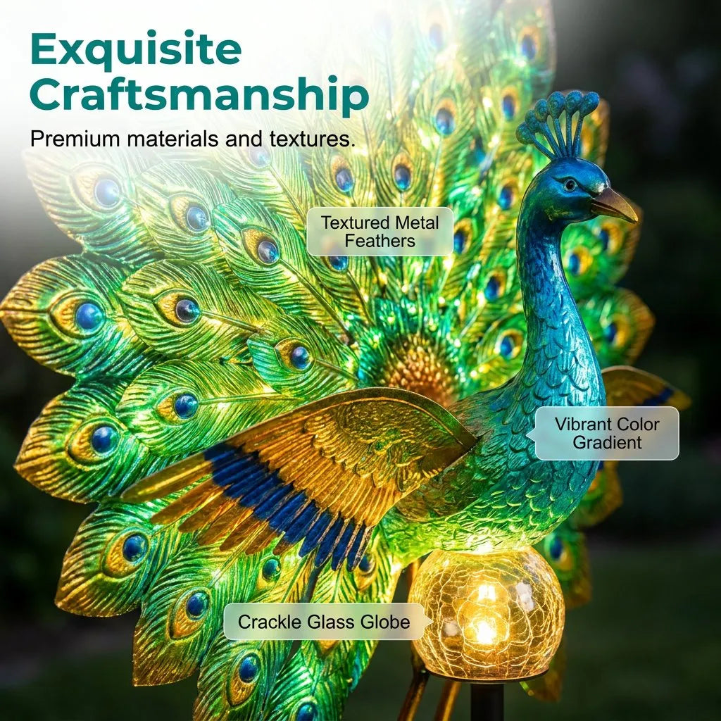 🔥 Last Day 50% OFF 🦚 Animated Solar Peacock Garden Sculpture