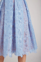 WOMEN'S STRAPLESS LACE MIDI DRESS